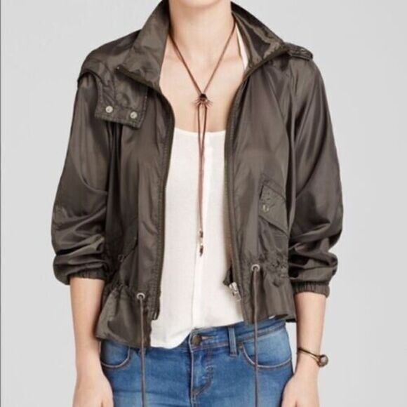 Free People Womens Sz S Green Full Zip Ripstop Parachute Windbreaker Jacket $128 - Picture 12 of 13